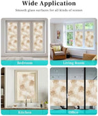 Window Privacy Film Frosted, Beige Palm Trees Tropical Static Cling Door Window Covering, Summer Beach Botanical UV Blocking Windows Film for Office, Hotel, Bedroom, 29.5 x 78.7 Inches - Image 7