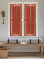 Window Privacy Film Frosted, Brick Red Botanical Reusable Static Cling Window Tints, Vintage Florals Geometric Minimalist Heat Control Windows Films for Offices, Balcony, 29.5 x 118 Inches - Image 5