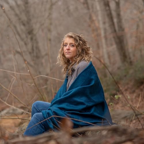 Alpaca Wool Throw Blanket | Warm, Ultra-Soft, Breathable, Non-Itchy Blanket-Throw | Hypoallergenic and Beautiful Fabric (Pacific Blue) - Image 2