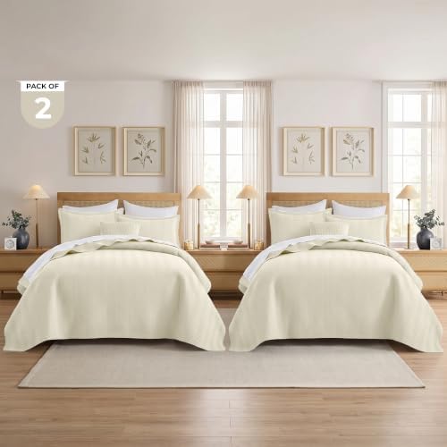 IR Imperial Rooms Queen Quilt Bedding Set Ivory Bedspread Wave 2 Pack - Image 5