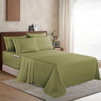 Elegant Comfort 1500 Premium Quality 6-Piece Bed Sheet Set - 18-24 Inch Extra Deep Pocket, Smart Storage Pockets, Wrinkle Free Ultra Soft 6PC Extra Deep Pocket Sheets, California King, Green - Image 3