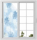 Window Privacy Film Frosted, Sky Blue Palm Trees Tropical Static Cling Door Window Covering, Summer Beach Botanical UV Blocking Windows Film for Office, Hotel, Bedroom, 29.5 x 78.7 Inches by Unknown