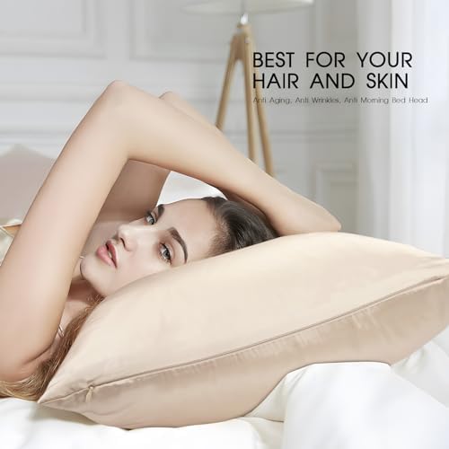 100% Mulberry Silk Toddler/Travel Pillowcase,Both Sides 19MM Small Silk Pillow Case with Hidden Zipper for Kids/Baby 1pc,Beige,13"x18" - Image 3