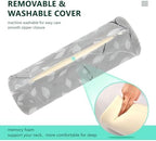 Grey Vine Leaves Neck Roll Pillow Bolster Round Health Memory Foam Long Cervical Cylinder Pillows with Removable Washable Cover for Body Bed Legs Back Yoga - Image 4