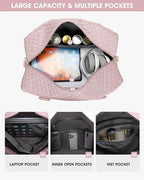 Travel Duffle Bag Weekender Bags: Pink Duffel Bag with Shoe Compartment Carry On Overnight Bag with Wet Pocket Yoga Gym Bags Hospital Bags for Labor and Delivery 3 Pcs Set - Image 2