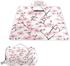 Mnsruu Picnic Blanket Waterproof Foldable, Floral Cherry Blossoms and Branches Pink Large Outdoor Picnic Blanket Beach Blankets Camping Blanket Travel Mat, Shoulder Strap Tote, Rectangle 57x59in by MNSRUU
