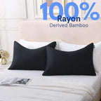 Cooling Pillow Covers for Curved Pillows – Queen 2-Pack 28x20 Midnight Black Moon-Shaped Zippered Pillowcases, 100% Rayon Derived from Bamboo, Ultra-Soft, Silky, Breathable, & Wrinkle‑Resistant - Image 5