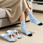 Womens Fuzzy Slipper with Socks Warm Cozy House Slipper and Socks Set Plush Winter Shoes for Indoor - Image 2