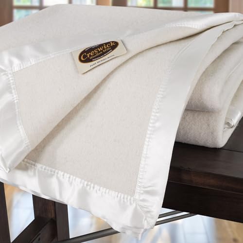 Creswick Woollen Mills 100% Australian Merino Wool Blanket – Soft Warm and Natural with Satin Binding, Breathable Luxury Bedding for All Seasons, (Natural, Throw) - Image 2