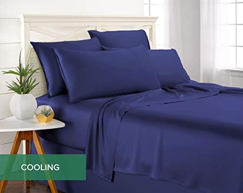 Pure Bamboo Queen Sheets, Genuine 100% Organic Viscose Derived from Bamboo Bed Sheet Set, Luxuriously Soft & Cooling, Double Stitching, 2 Year Quality Promise (Queen, Cobalt Blue) - Image 5