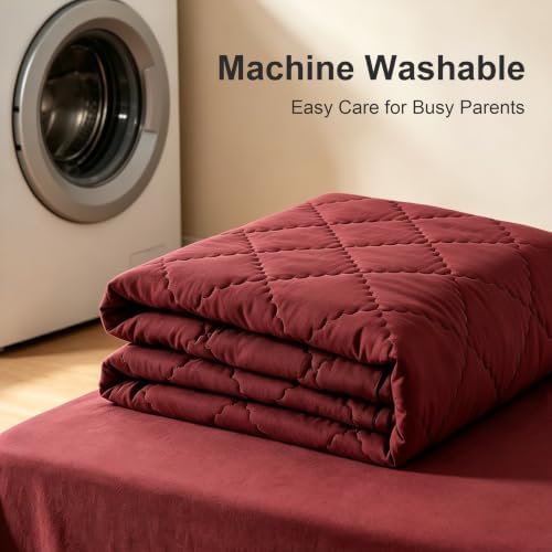 BEDSUM Cooling Toddler Comforter, Rayon Made from Bamboo, Wine Red - Image 6