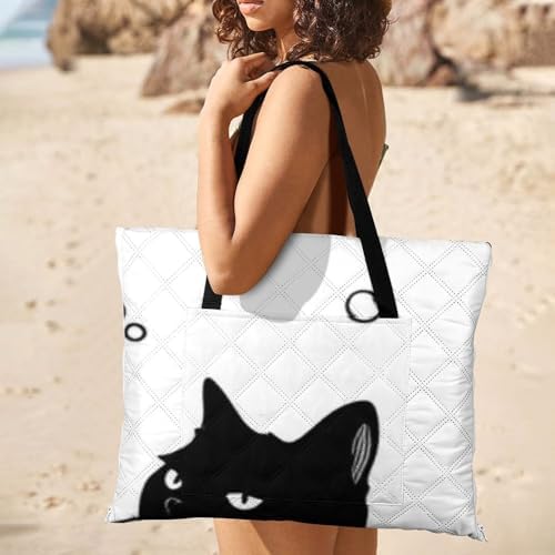 Gothic Black Cat Skull Extra Large Picnic Blankets Waterproof Foldable Beach Blanket Waterproof Sandproof Outdoor Packable Camping Blanket with Zip 79"x79" - Image 2
