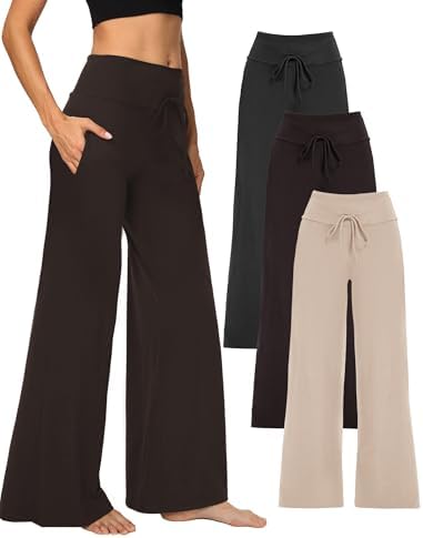 Showitty Wide Leg Pants for Women with Pockets, High Waist Yoga Lounge by Showitty
