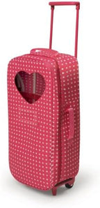 Badger Basket Toy Doll Travel Trolley and Carrier for 18 Inch Dolls - Rolling Suitcase with Removable Wheels, Carrying Straps, and Spacious Storage - Best for On-The-Go Playtime Fun by BadgerBasket