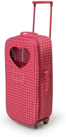 Badger Basket Toy Doll Travel Trolley and Carrier for 18 Inch Dolls - Rolling Suitcase with Removable Wheels, Carrying Straps, and Spacious Storage - Best for On-The-Go Playtime Fun by BadgerBasket