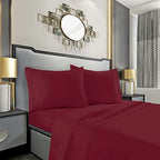 Mocassi King Sheet Set - Luxury Hotel 1800 Premier Bedding Sheets & Pillowcases - Ultra Soft Breathable & Cooling Bed Sheets - Deep Pocket - Wrinkle Resistant - 4 Piece Set - King, Burgundy by MocassiLuxuryBedding