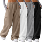 Ficerd 4 Pack Women's Cargo Sweatpants Stretchy Pull On Pants by Ficerd