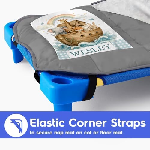 Personalized Toddler Nap Mat for Boys, Custom Name Kids Sleeping Mat for Preschool, Daycare Cot Nap Mat with Corner Straps, Roll-Up Slumber Mat with Soft Blanket & Pillow - Image 5