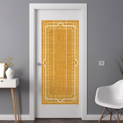 Window Privacy Film Frosted, Ginger Yellow Botanical Non-Adhesive Static Cling Window Tint, Vintage Florals Geometric Minimalist Insulated Windows Frosted Films for Living Room, 35.4 x 78.7 Inches - Image 3