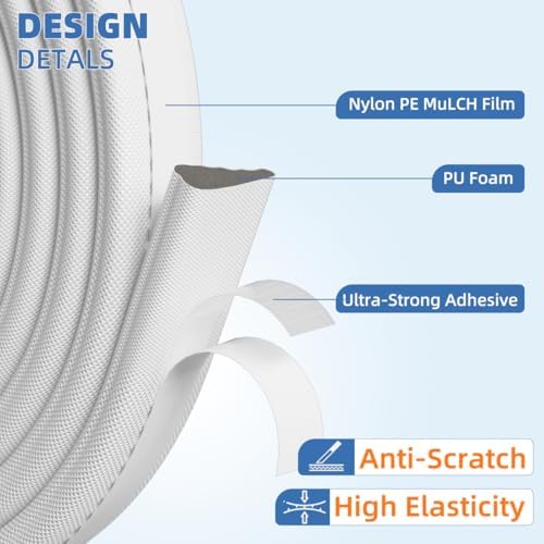 Kneelisa Wedge-Shape Window Weather Stripping Door Frame Seal 3Pcs×196” White - Image 3