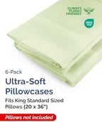 King Standard Pillowcases - 6 Pack, 20" x 36" - Light Sage Green - Image 2
