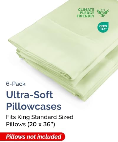 King Standard Pillowcases - 6 Pack, 20" x 36" - Light Sage Green - Image 2