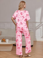 Ekouaer Pajama Sets Womens 2 Piece Short Sleeve Long Pants Pjs Lounge Set - Image 2