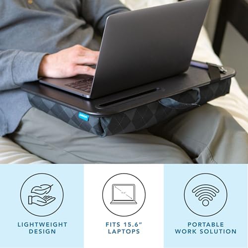 LAPGEAR Designer Lap Desk – Gray Argyle, Fits 15.6” Laptops - Image 2