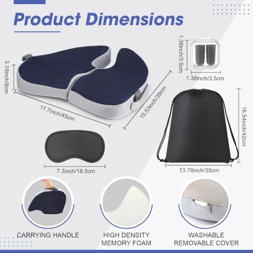 Novabright Foldable Travel Seat Cushion for Airplane, Navy - Image 2