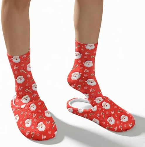 Christmas Slippers for Women Washable House Shoes with Cute Socks - Image 4