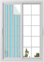 Window Privacy Film Frosted, Blue Brown Striped Reusable Static Cling Window Tints, Modern Farmhouse Vertical Stripes Heat Control Windows Films for Offices, Balcony, 29.5 x 118 Inches by Unknown