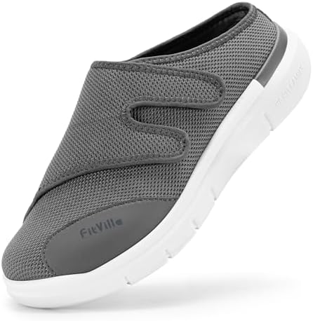 FitVille Orthopedic Slippers for Men with Arch Support, Extra Wide Slip-On Design for All-Day Comfort Ideal for Diabetes, Neuropathy, Swollen Feet & Lymphedema by WorldsPremiumComfortableShoes