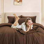 FUANNA Brown Twin Comforter Set 5 Pieces, Bed in a Bag Soft Bedding Sets - Image 2