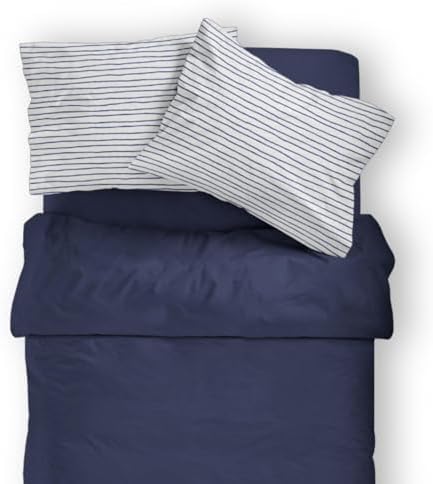 Makemake Organics Organic Toddler Pillowcase (Set of 2) GOTS Certified Organic Cotton Toddler Boy Pillowcase Safer Breathable Fits 13x18 Toddler Travel Pillows (Navy Blue Stripes, 14x19) - Image 5
