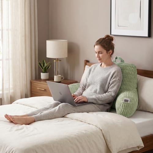 Reading Pillow for Sitting in Bed with Arm,Green Corduroy,M - Image 2