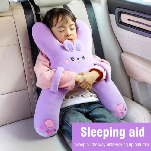 Car Pillow for Kids, H-Shaped Neck and Back Comfort, Cozy Neck Head Support Sleeping Headrest for Travel, Hands & Seat Belt Slot, Washable and Compressible, Perfect for Car,Plane,Train,Boat & More - Image 2
