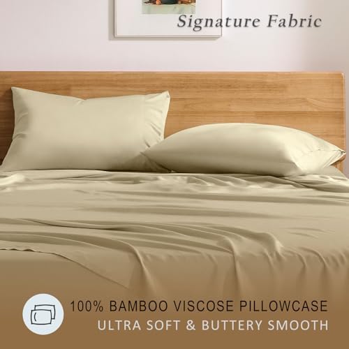 TOSMO Luxury Pillow Case Set of 2 - Cooling Viscose Derived from Bamboo, Oeko-TEX, Breathabl Silky Soft Pillow Cases with Envelope Closure (King / 20x36, Dune) - Image 2