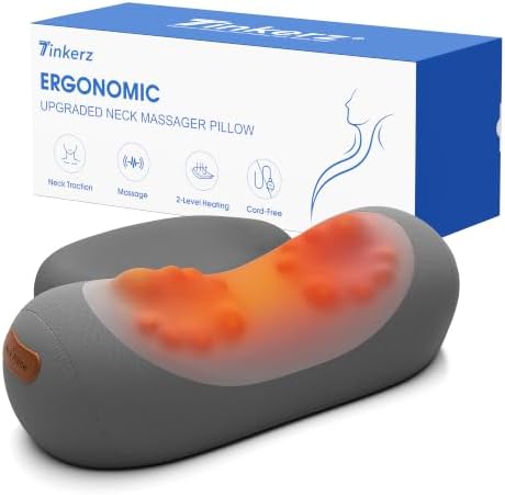 Shiatsu Neck Massager Pillow with Massage, Heat & Traction, Cordless, Grey by CordlessNeckMassager