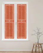 Window Privacy Film Frosted, Burnt Orange Botanical Reusable Static Cling Window Tints, Vintage Florals Geometric Minimalist Heat Control Windows Films for Offices, Balcony, 29.5 x 118 Inches - Image 2