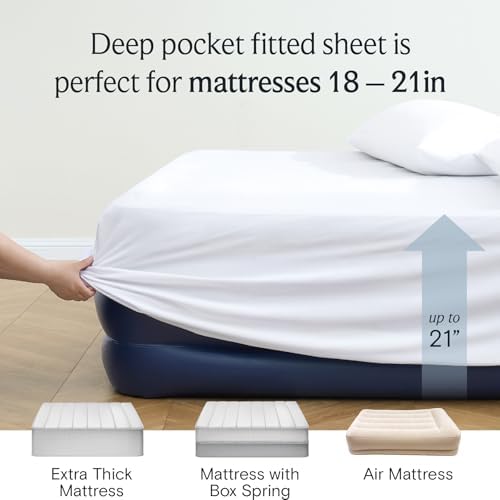 Queen Sheet Set, Extra Deep Pocket Soft & Cooling Bed Sheet Set, 4PC - Image 6