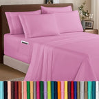 Elegant Comfort 1500 Premium Quality 6-Piece Bed Sheet Set - 18-24 Inch Extra Deep Pocket, Smart Storage Pockets, Wrinkle Free Ultra Soft 6PC Extra Deep Pocket Sheets, Full, Light Pink by ELEGANTCOMFORT
