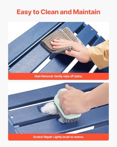 VEVOR Adirondack Ottoman, 18.7L x 18.9W x 13.8H Inch HDPE Plastic Folding Adirondack Ottoman, Weather-Resistant Foot Rest for Adirondack Chair, Widely Used for Outside Porch Pool Lawn Backyard, Blue - Image 6