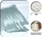 Suatien Mulberry Silk Pillow Cases 2 Pack King Size, Haze Blue - Image 2