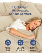 Standard Pillow Cases - 6 Pack Soft Pillowcase Covers - 20" x 26" (Cream) - Image 3