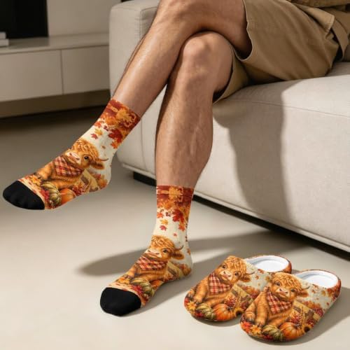 Jeiento Fuzzy Slippers and Sock Set Women's Warm Cozy Memory Foam House Shoes Soft Slip-on Slides - Image 3