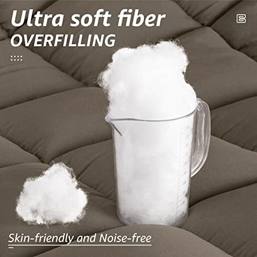 HYLEORY All Season King Size Bed Comforter - Cooling Down Alternative Quilted Duvet Insert with Corner Tabs - Winter Warm - Machine Washable - Taupe - Image 3
