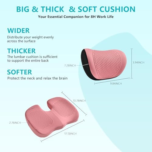 FLORICH Lumbar Support with Car headrest Back Pillow for Chair Headrest Pillow with Gel Memory Foam Massage Point Memory Foam Back Pillow for Office Chair(Dark Pink) - Image 4