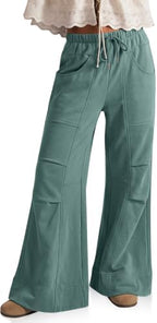 TARSE Womens Wide Leg Lounge Pant Baggy Flare Elastic Waist Sweatpants by TARSE