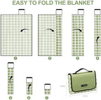 HX&OD Picnic Blanket Outdoor Extra Large Picnic Mat 80"X60" Camping Blanket Beach Blanket Foldable Waterproof Sand Mat Hiking Travel Family Concerts(Green) (Pack of 2) - Image 7