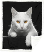 White Cat Sherpa Blanket Animal Print Throw Blanket for Women and Men Soft Warm Cozy 50x60 Inches Cute Minimal Design Bedroom Couch Decor Gift for Birthday Housewarming Anniversary by Sleepwish